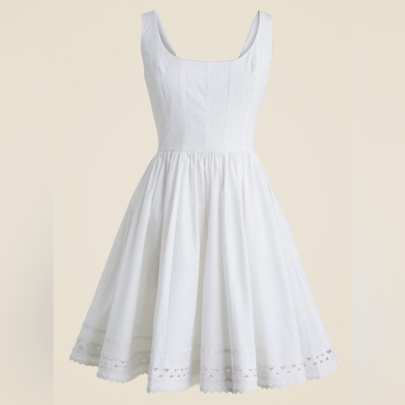 J. Crew Dresses & Skirts - J. Crew Fit-and-flare white mini dress with rickrack trim Size 14